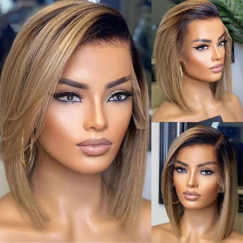 Bob Wigs for Job Interviews Aniyah | Ombre Honey Blonde Preplucked Human Hair Bob Lace Front Wig Bob Wigs for Job Interviews Aniyah | Ombre Honey Blonde Preplucked Human Hair Bob Lace Front Wig
