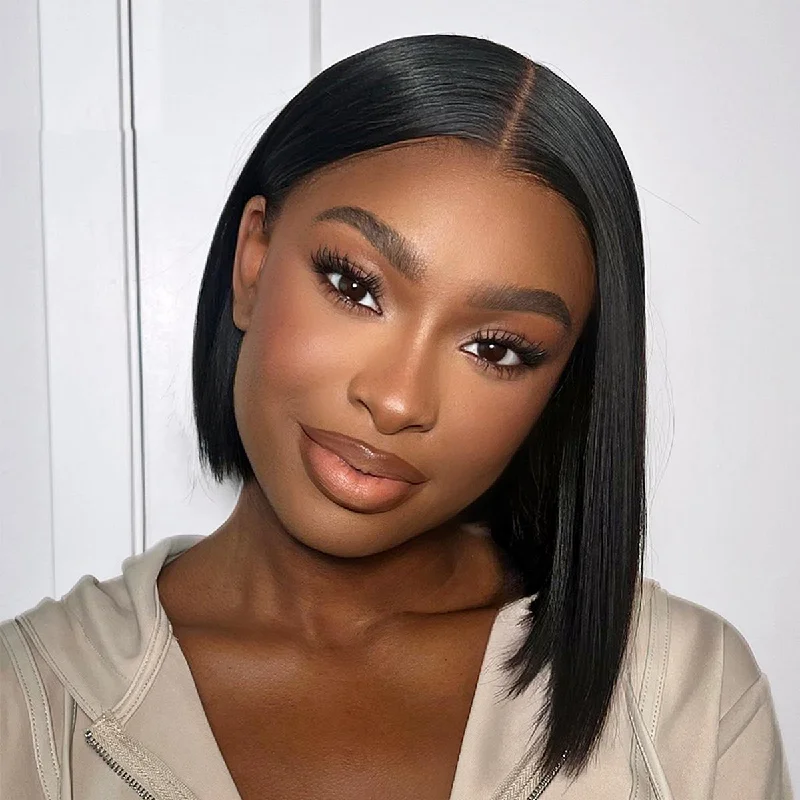 Long Bob Wigs (Lob) for Round Faces​ South Africa Straight Short Bob Wig Human Hair Glueless Wig Human Hair 13X4 Lace Wig Natural Color Wig