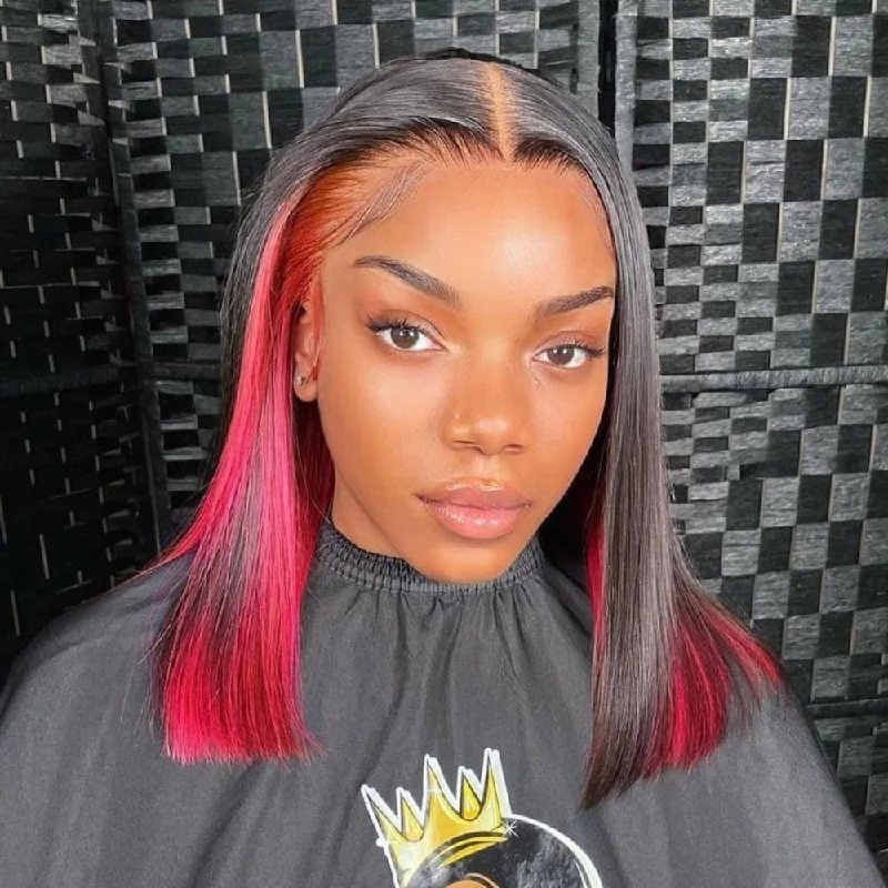 Bob Wigs for Summer Parties Alexis | Peekaboo Pink Hidden Color Preplucked Human Hair Bob Lace Front Wig Bob Wigs for Summer Parties Alexis | Peekaboo Pink Hidden Color Preplucked Human Hair Bob Lace Front Wig
