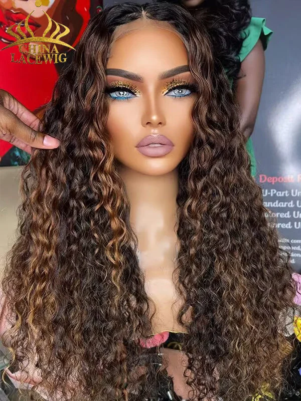 Curly Bob Wigs for a Voluminous Style Chinalacewig Brown Highlights Curly Glueless 5x5 Closure Lace Wig Beginner Friendly CL05 Curly Bob Wigs for a Voluminous Style Chinalacewig Brown Highlights Curly Glueless 5x5 Closure Lace Wig Beginner Friendly CL05