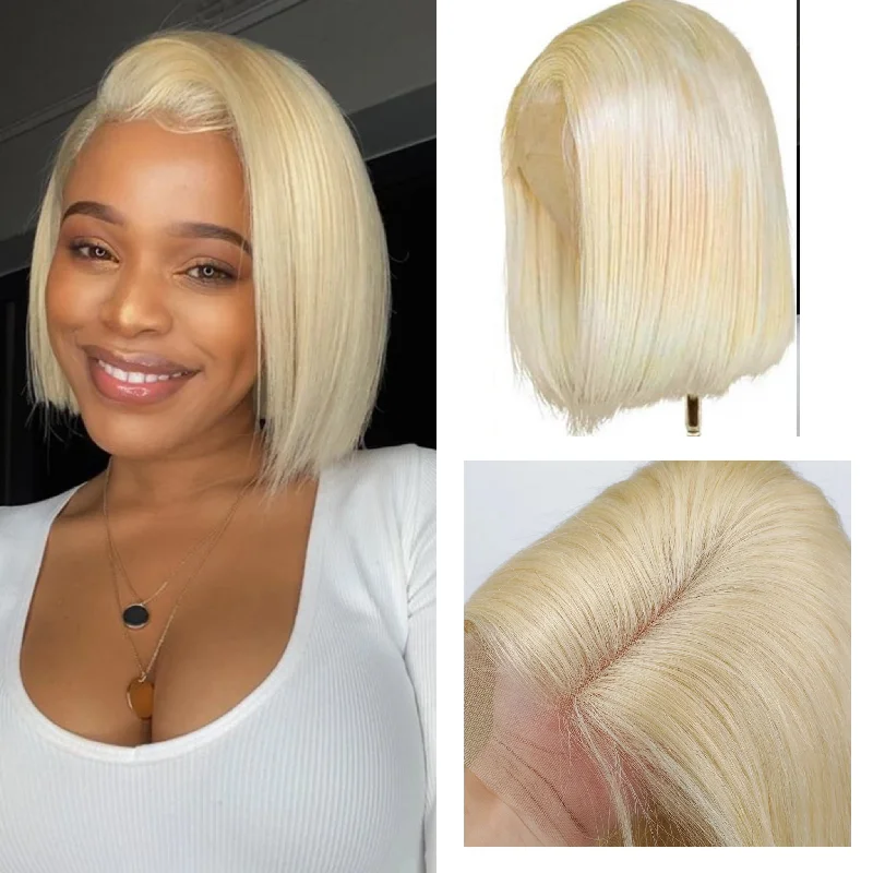 Bob Wigs for Hourglass Figures Yonova 613 Short Bob Human Hair Wig Honey Blonde 13x1 T Part Lace Wig Straight Brazilian Hair Bob Wigs for Hourglass Figures Yonova 613 Short Bob Human Hair Wig Honey Blonde 13x1 T Part Lace Wig Straight Brazilian Hair