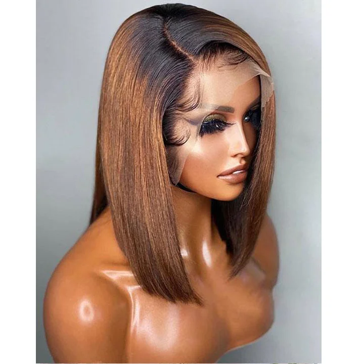 Bob Wigs for Night Outlooks Ombre Brown Short Straight Bob 5x5 Lace Wigs Human Hair Glueless Wig Bob Wigs for Night Outlooks Ombre Brown Short Straight Bob 5x5 Lace Wigs Human Hair Glueless Wig