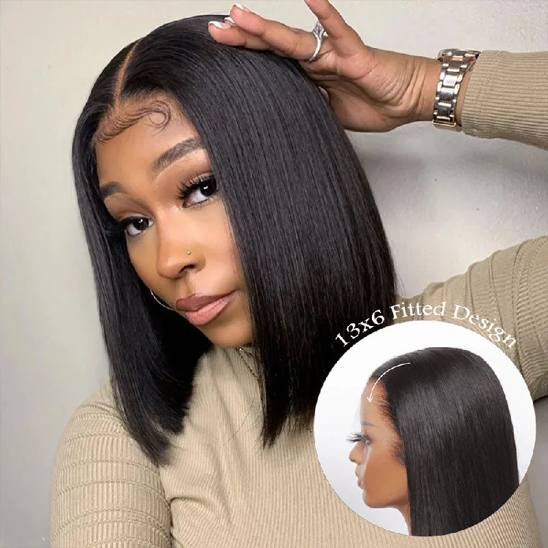 Bob Wigs for Bridesmaids CLEARANCE Glueless Knot-Free 13x6 Fitted Cap Ear Tap 250% Skin Melt Lace Front Wig Straight Bob Bob Wigs for Bridesmaids CLEARANCE Glueless Knot-Free 13x6 Fitted Cap Ear Tap 250% Skin Melt Lace Front Wig Straight Bob