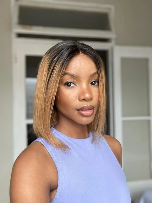 Bob Wigs for Wedding Guests​ Ombre Brown Bob Style Wig