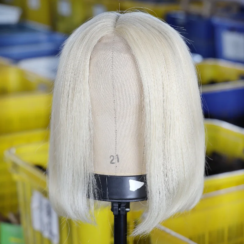 Bob Wigs with Middle - Parted Styles 13x4 Transparent Lace Frontal 613 Human Hair Blonde Bob Wig Bob Wigs with Middle - Parted Styles 13x4 Transparent Lace Frontal 613 Human Hair Blonde Bob Wig