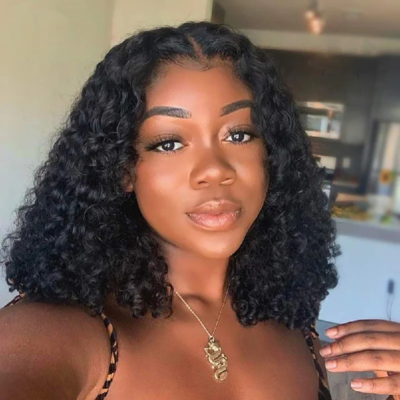 Bob Wigs for Casual Outings Glueless Curly Bob Wigs 250% Density Real Human Hair Pre-pluck 13x4 Invisible Lace Wig Bob Wigs for Casual Outings Glueless Curly Bob Wigs 250% Density Real Human Hair Pre-pluck 13x4 Invisible Lace Wig