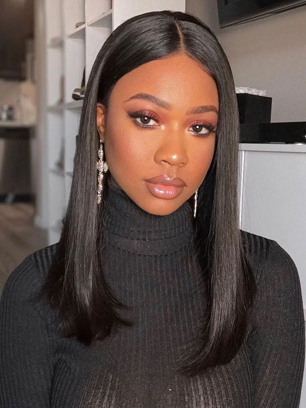 Bob Wigs with Middle - Parted Styles Chinalacewig Silky Straight Bob Glueless 13x6 Undetectable HD Lace Front Wigs NCF61 Bob Wigs with Middle - Parted Styles Chinalacewig Silky Straight Bob Glueless 13x6 Undetectable HD Lace Front Wigs NCF61