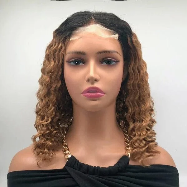 Bob Wigs in European Sizing​ Aligrace Hair 4X4 Lace Closure Deep Wave Bob Wigs