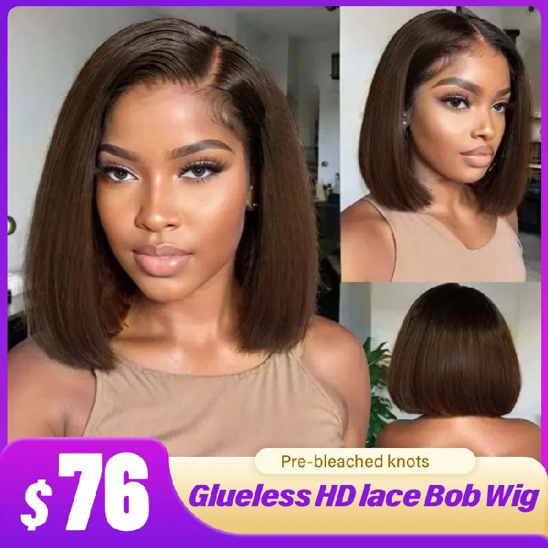 Bob Wigs with Lightweight Materials for All - Day Wear Brown Wig Human Hair Short Bob Wig Straight Hairstyle 180% Density Colored Bob Wig Bob Wigs with Lightweight Materials for All - Day Wear Brown Wig Human Hair Short Bob Wig Straight Hairstyle 180% Density Colored Bob Wig