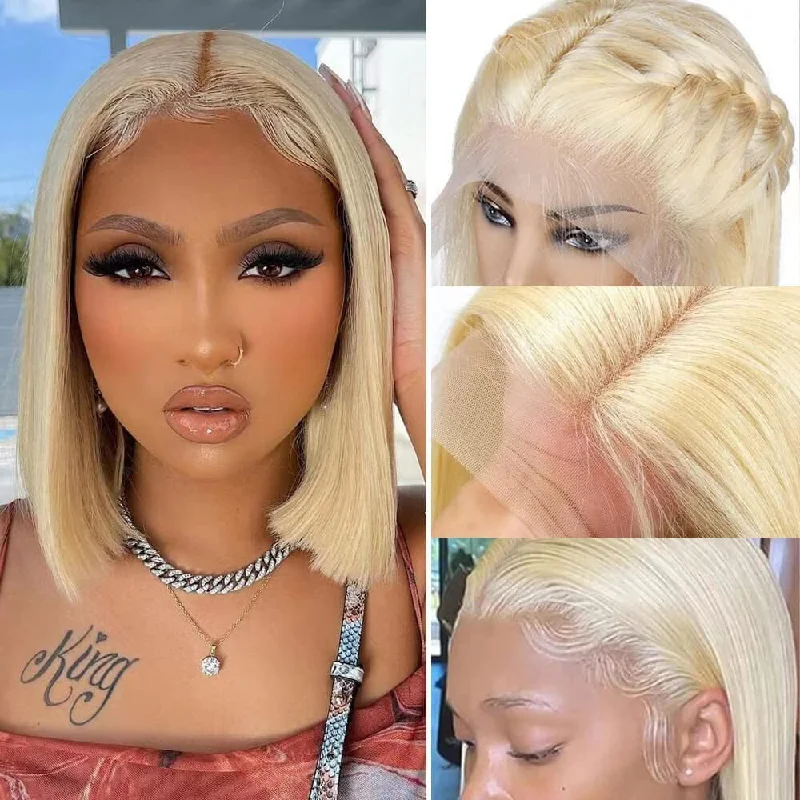 Bob Wigs for Business Meetings HD Lace Preplucked 613 Blonde Human Hair 3D 13x4 Bob Full Frontal Wig Bob Wigs for Business Meetings HD Lace Preplucked 613 Blonde Human Hair 3D 13x4 Bob Full Frontal Wig