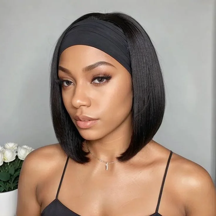 Bob Wigs for Instagram Influencers Short Black Wig Headband Bob Glueless Wig Beginner Friendly Virgin Hair Bob Wigs for Instagram Influencers Short Black Wig Headband Bob Glueless Wig Beginner Friendly Virgin Hair