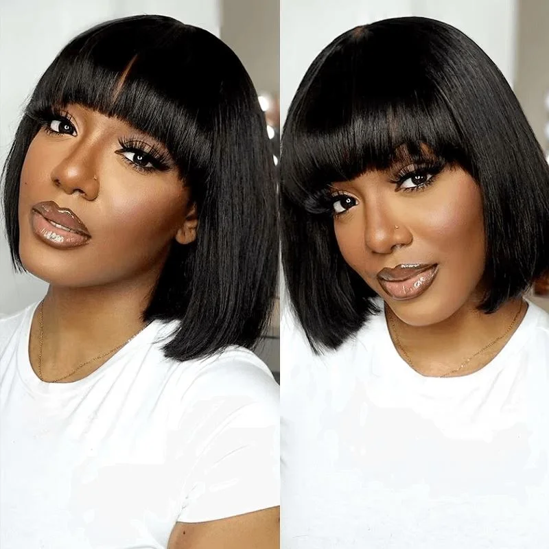 Bob Wigs for Cosplay (Anime, Movie Characters) Aligrace Full Machine Made Straight Short Bob Wigs with Bangs Bob Wigs for Cosplay (Anime, Movie Characters) Aligrace Full Machine Made Straight Short Bob Wigs with Bangs