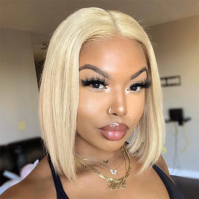 Bob Wigs for Concerts​ 4x4 HD Lace Closure BOB Wig Straight 613 Blonde