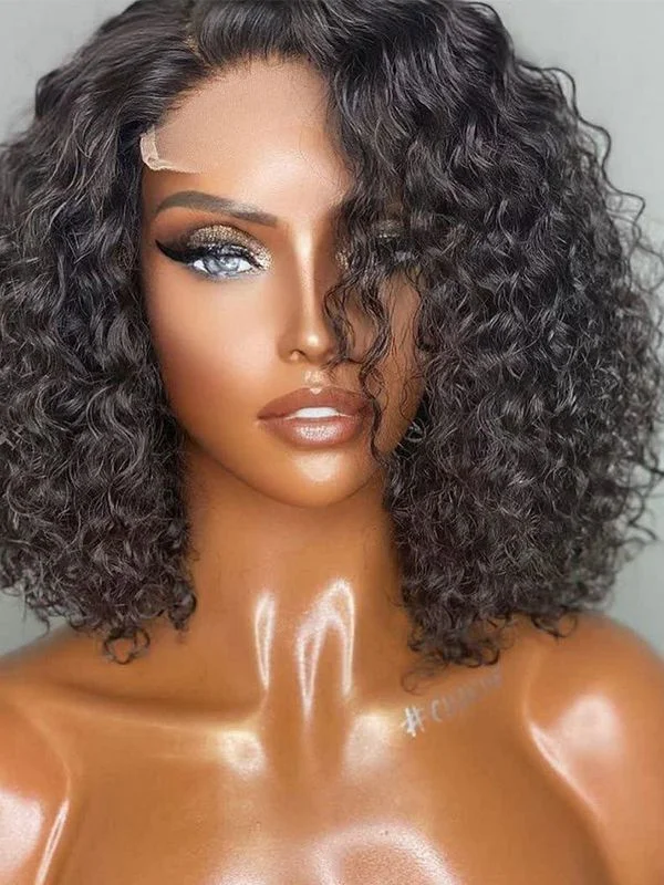 Bob Wigs for Summer Parties Chinalacewig Virgin Human Hair Black Color Deep Curly 5×5 HD Lace Wig With Pre Plucked NCF92 Bob Wigs for Summer Parties Chinalacewig Virgin Human Hair Black Color Deep Curly 5×5 HD Lace Wig With Pre Plucked NCF92