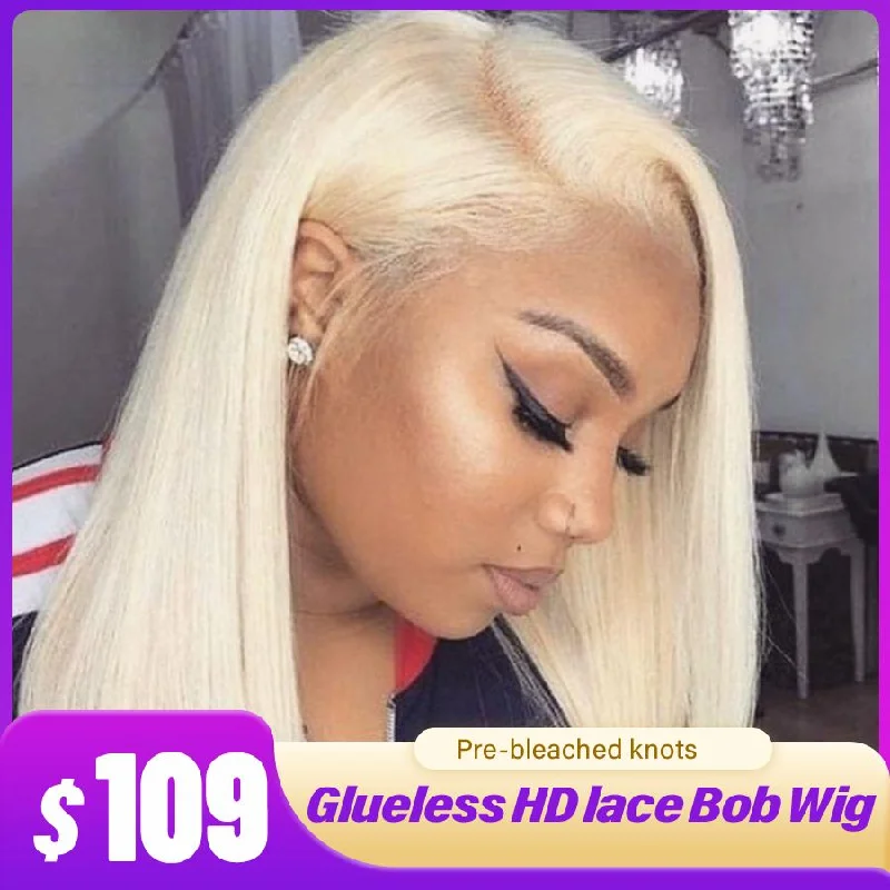 Bob Wigs with UV - Resistant Properties (for Outdoor Use) Modern Show 613 Blonde Long Bob Wig Brazilian Straight Remy Human Hair Lace Front Wigs For Women Bob Wigs with UV - Resistant Properties (for Outdoor Use) Modern Show 613 Blonde Long Bob Wig Brazilian Straight Remy Human Hair Lace Front Wigs For Women