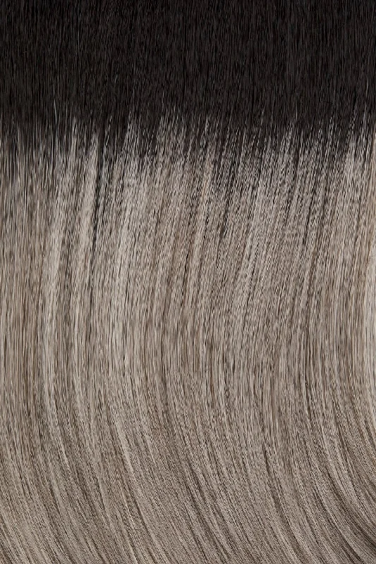 38/56GR | Silver White highlighted with Light Grey and Light Brown and Off Black roots