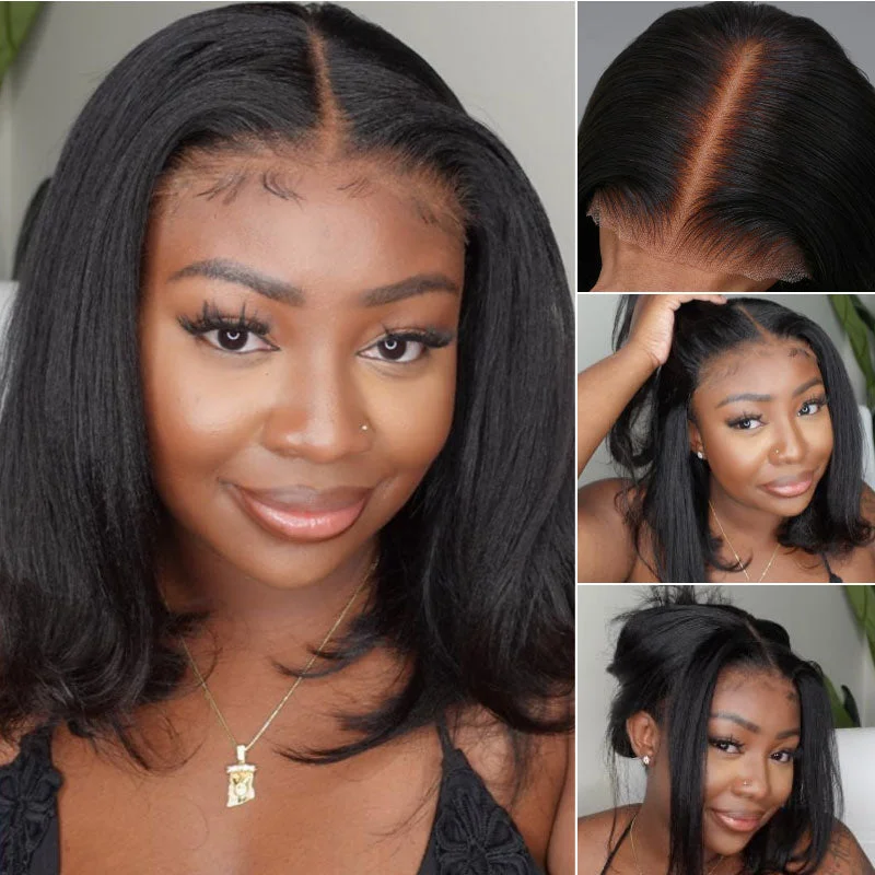 Bob Wigs for Beach Vacations Extra 60% OFF | Klaiyi Yaki Straight Put On and Go Glueless Bob Wig 7x5 Pre-Cut Lace Closure Wig Beginner Friendly Bob Wigs for Beach Vacations Extra 60% OFF | Klaiyi Yaki Straight Put On and Go Glueless Bob Wig 7x5 Pre-Cut Lace Closure Wig Beginner Friendly