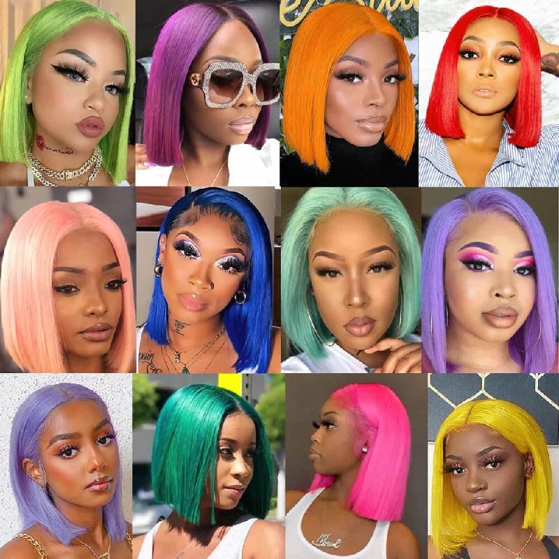Bob Wigs for Teenagers​ Colored Bob 13x4 Lace Front Human Hair Wigs