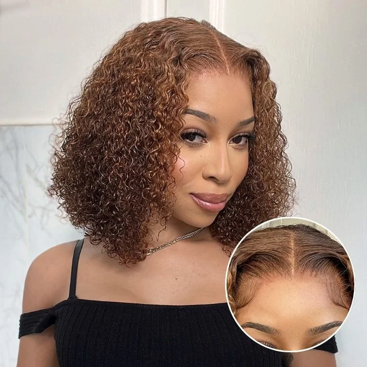 Bob Wigs for Athletic Builds Luvme Hair Mix Color Brown Curly Bob Wig Glueless 13x4 Lace Front Short Wig 100% Human Hair Bob Wigs for Athletic Builds Luvme Hair Mix Color Brown Curly Bob Wig Glueless 13x4 Lace Front Short Wig 100% Human Hair