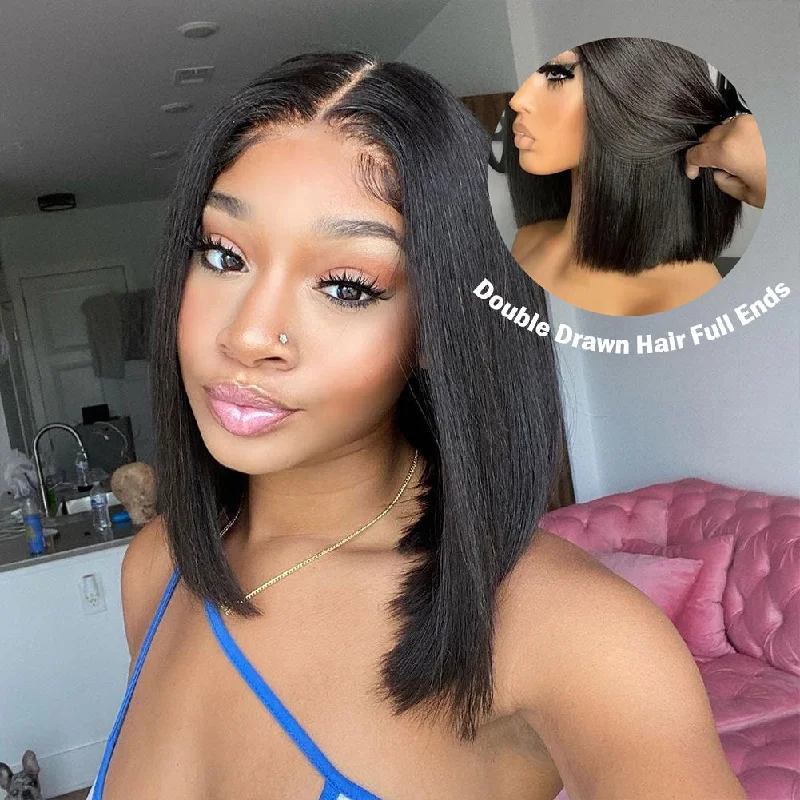 Layered Bob Wigs for Added Dimension Double Drawn 250% Human Hair 4X4/13x4 Lace Wig Full End Straight Hair Bob Wig Layered Bob Wigs for Added Dimension Double Drawn 250% Human Hair 4X4/13x4 Lace Wig Full End Straight Hair Bob Wig