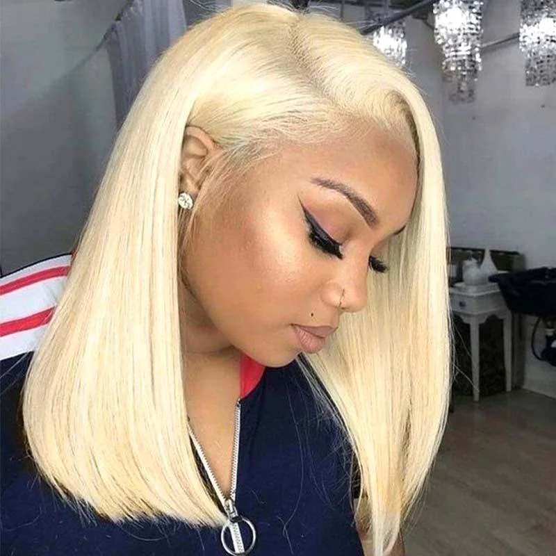Bob Wigs for Retro Fashion Lovers Blonde BOB Lace Wig Human Hair Side Part Short #613 Lace Frontal Wig Bob Wigs for Retro Fashion Lovers Blonde BOB Lace Wig Human Hair Side Part Short #613 Lace Frontal Wig
