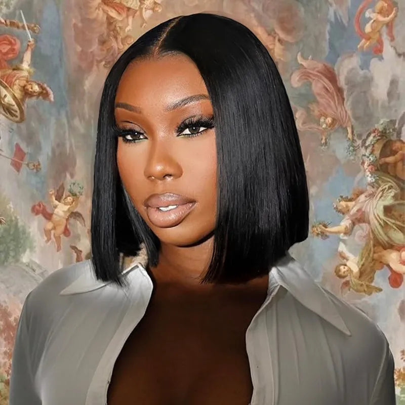 Bob Wigs for Theaters Double Drawn Bone Straight Pull Go 13x4 Lace Bob Wig Lace Frontal Natural Black Glueless Wig Bob Wigs for Theaters Double Drawn Bone Straight Pull Go 13x4 Lace Bob Wig Lace Frontal Natural Black Glueless Wig