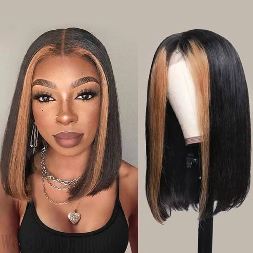 Bob Wigs for Casual Outings Highlight Bob Wig Ombre 13x1 T Part Bob Lace Human Hair Wigs For Women Bob Wigs for Casual Outings Highlight Bob Wig Ombre 13x1 T Part Bob Lace Human Hair Wigs For Women