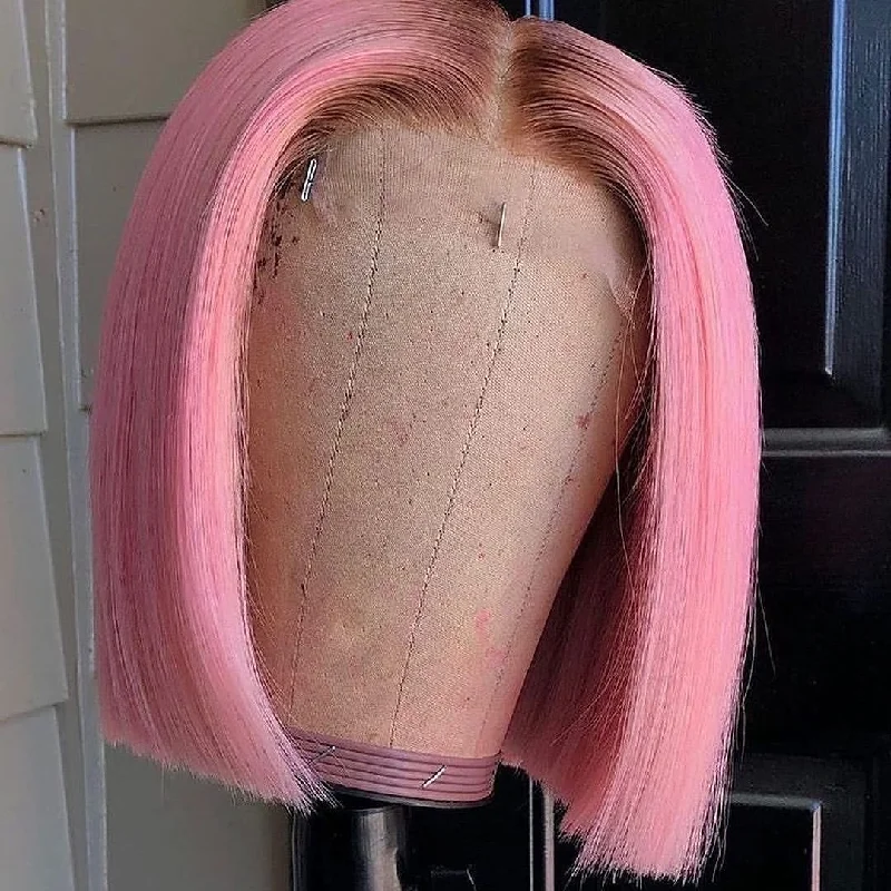 Bob Wigs for Bridesmaids​ Rose Pink Short 12 inch Bob Wig
