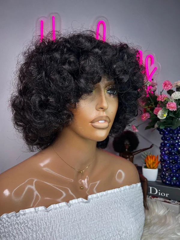 Bob Wigs for Shopping Trips​ Bounce Double Drawn Mongolian Fringe