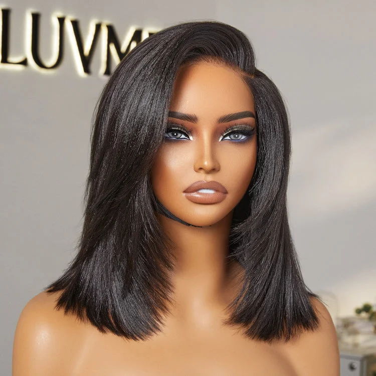 Bob Wigs with Pre - Plucked Hairlines for a Natural Look Layered Cut Yaki Straight Left C Part Glueless Minimalist HD Lace Bob Wig Ready to Go Bob Wigs with Pre - Plucked Hairlines for a Natural Look Layered Cut Yaki Straight Left C Part Glueless Minimalist HD Lace Bob Wig Ready to Go