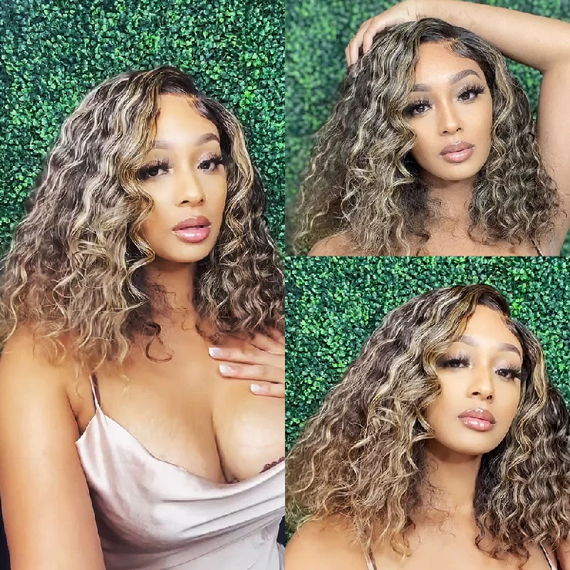 Bob Wigs for Retro Fashion Lovers Althea | Blonde Highlight Water Wave Virgin Human Hair Bob Lace Wig Bob Wigs for Retro Fashion Lovers Althea | Blonde Highlight Water Wave Virgin Human Hair Bob Lace Wig