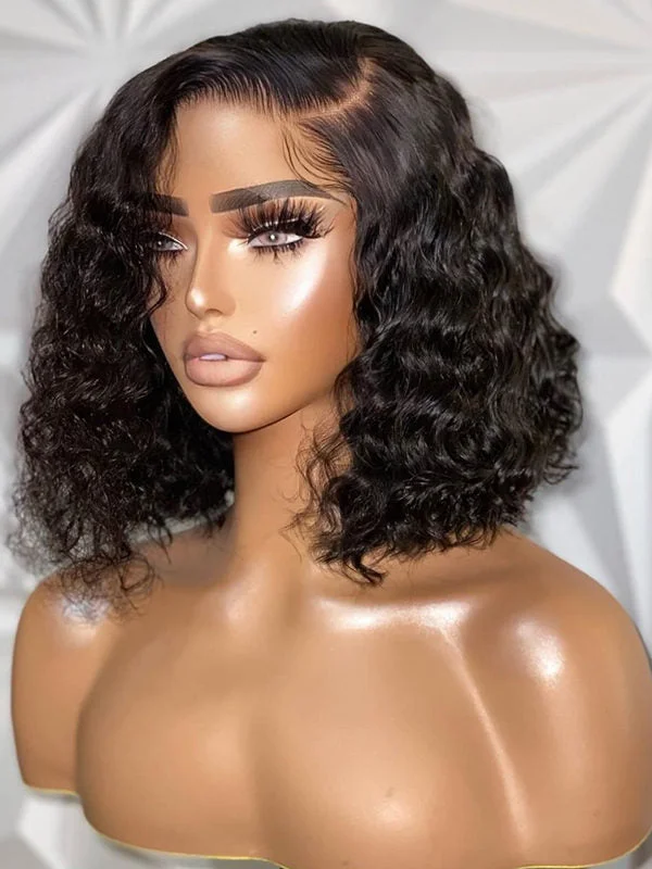 Bob Wigs with Clip - in Extensions (to Add Length) Chinalacewig Side Part Curly Bob Virgin Human Hair 5x5 HD Lace Closure wig NCF77 Bob Wigs with Clip - in Extensions (to Add Length) Chinalacewig Side Part Curly Bob Virgin Human Hair 5x5 HD Lace Closure wig NCF77