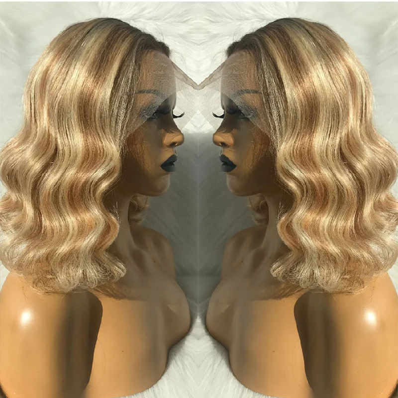 Bob Wigs for Night Outlooks Ombre Bob Lace Front Wigs 13x6 Highlights Wavy Human Hair Wigs Bob Wigs for Night Outlooks Ombre Bob Lace Front Wigs 13x6 Highlights Wavy Human Hair Wigs