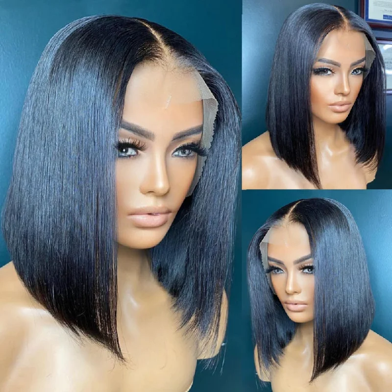 Bob Wigs for Picnics Jet Black #1 Short Bob Preplucked Virgin Human Hair Lace Front Wig Bob Wigs for Picnics Jet Black #1 Short Bob Preplucked Virgin Human Hair Lace Front Wig