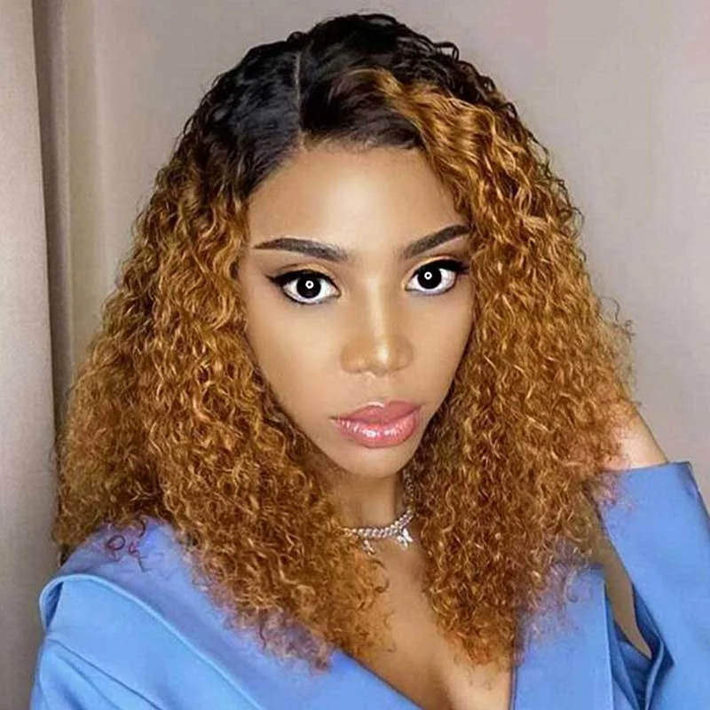 Bob Wigs with Clip - in Extensions (to Add Length) Aligrace 13x4 Lace Curly BoB Wigs Ombre 1B/30 Bob Wigs with Clip - in Extensions (to Add Length) Aligrace 13x4 Lace Curly BoB Wigs Ombre 1B/30