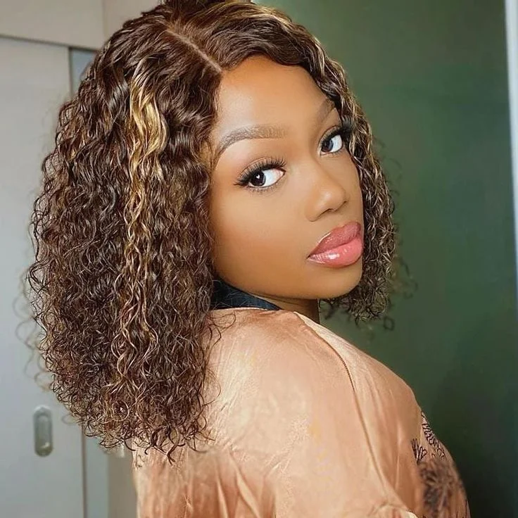Bob Wigs for Triangle - Shaped Figures South Africa Water Wave Short Bob Wig Human Hair Highlight Ombre 13x4 Lace Front Wig P4/27 Colored Human Hair Wigs for Women Bob Wigs for Triangle - Shaped Figures South Africa Water Wave Short Bob Wig Human Hair Highlight Ombre 13x4 Lace Front Wig P4/27 Colored Human Hair Wigs for Women
