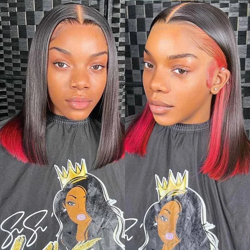 Synthetic Bob Wigs for Budget - Conscious Shoppers Hidden Color Bob Short Hair Peekboo Highlight Pink Transprant Lace Wig Synthetic Bob Wigs for Budget - Conscious Shoppers Hidden Color Bob Short Hair Peekboo Highlight Pink Transprant Lace Wig