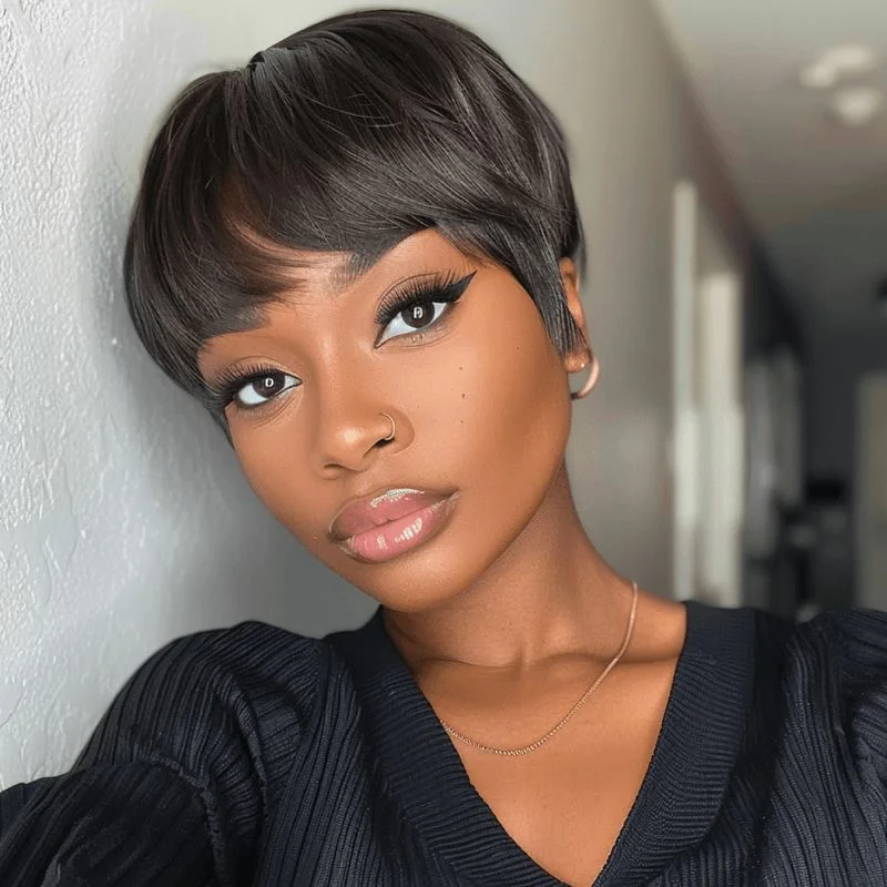 Bob Wigs for Dance Classes Aligrace Natural Color 6 inch Average Size Pixie Cut Straight Machine Made wig Bob Wigs for Dance Classes Aligrace Natural Color 6 inch Average Size Pixie Cut Straight Machine Made wig