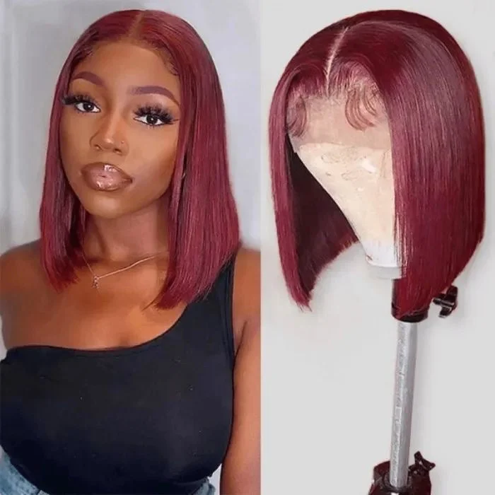 Layered Bob Wigs for Added Dimension​ Burgundy Lace Front Bob Wig