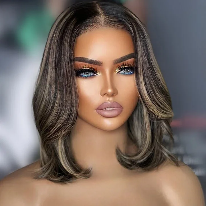 Bob Wigs with Clip - in Extensions (to Add Length) Highlight Ombre Honey Glueless Wavy 13x5 Pre Everything Bob Wig Human Hair Bob Wigs with Clip - in Extensions (to Add Length) Highlight Ombre Honey Glueless Wavy 13x5 Pre Everything Bob Wig Human Hair
