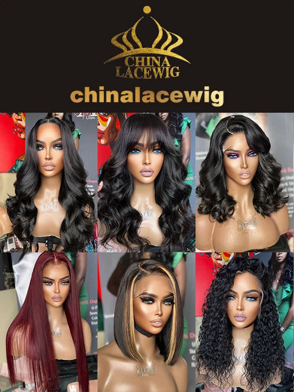 Bob Wigs for Indoor Photoshoots​ Chinalacewig 50% Off Limited 1 Piece For Natural Color& Burgundy Color 99j Wavy& Curly& Bob Wig 100% Virgin Human Hair Wig For Black Women WH02