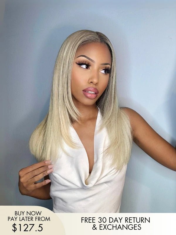 Allie Ash Blonde Dark Roots 180% Density Glueless Wig