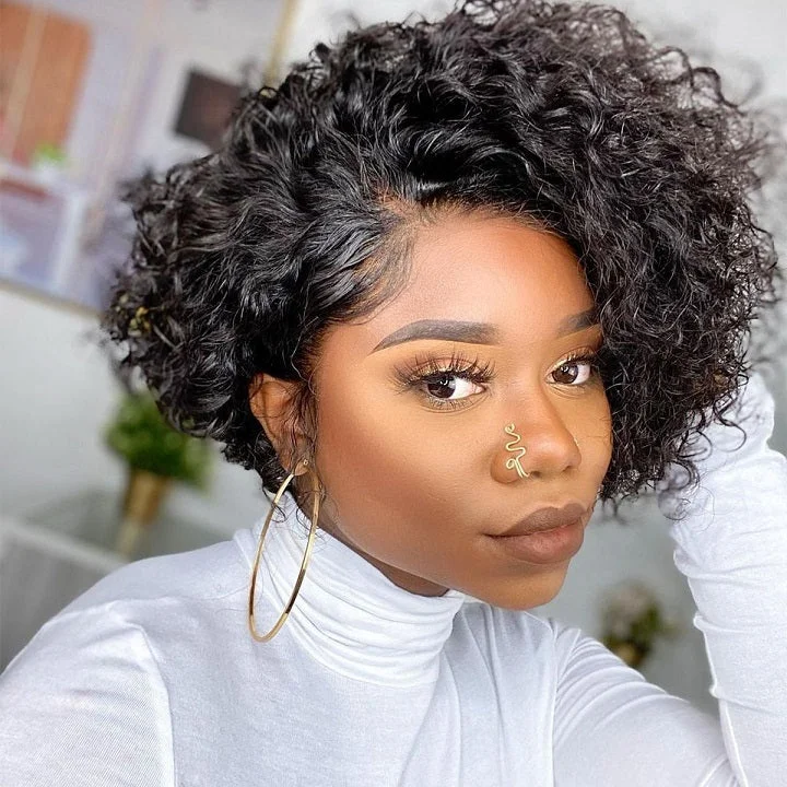 Bob Wigs for Asian Women Glueless Pre Cut Lace Short Curly Pixie Cut Bob Lace Closure Wigs Brazilian Human Hair Frontal Wigs Bob Wigs for Asian Women Glueless Pre Cut Lace Short Curly Pixie Cut Bob Lace Closure Wigs Brazilian Human Hair Frontal Wigs