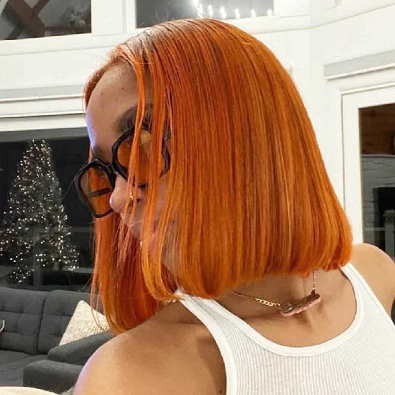 Bob Wigs for Tall Women South Africa Ginger Orange Colored #350 Short Straight Bob Wig Brazilian 13x4 Lace Frontal Straight Human Hair Wigs Bob Wigs for Tall Women South Africa Ginger Orange Colored #350 Short Straight Bob Wig Brazilian 13x4 Lace Frontal Straight Human Hair Wigs