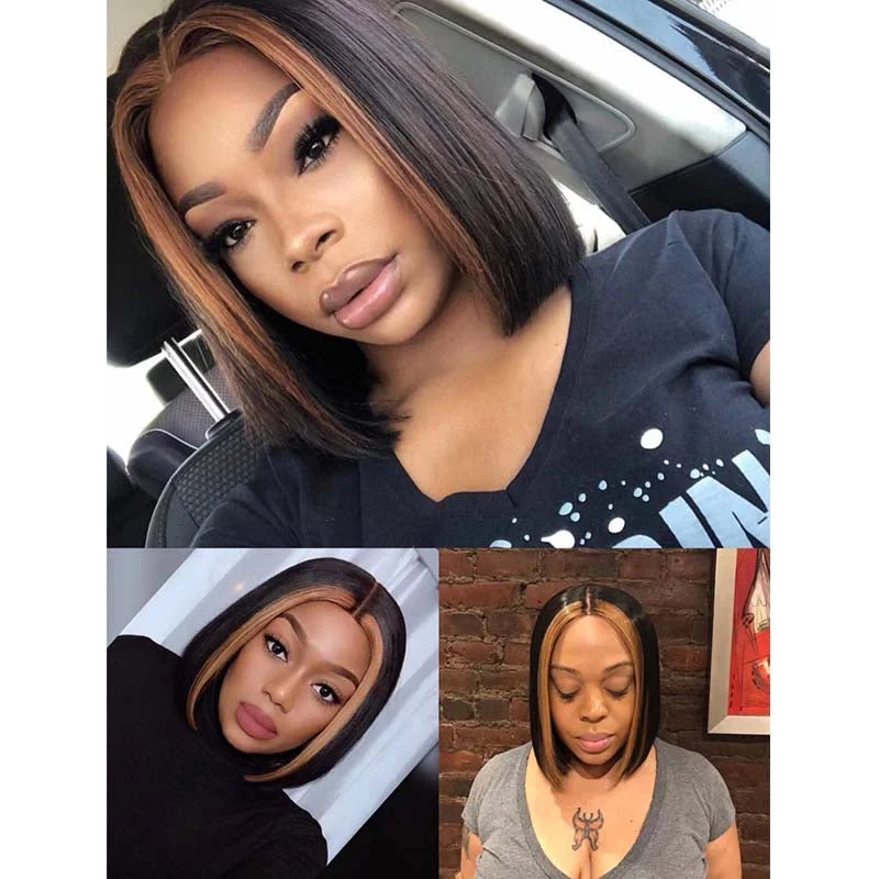 Bob Wigs with Adjustable Straps for a Secure Fit Short Highlight Bob Lace Wig Human Hair Lace Front Wig Surprisehair Bob Wigs with Adjustable Straps for a Secure Fit Short Highlight Bob Lace Wig Human Hair Lace Front Wig Surprisehair