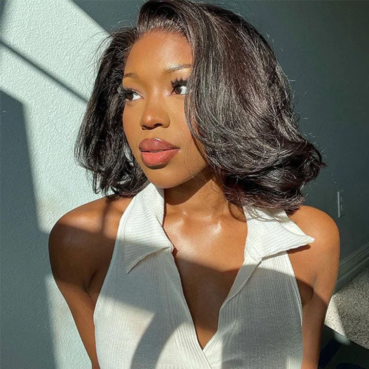 Bob Wigs with Baby Hairs for a Realistic Appearance Freetress Drawstring Wig Layered Short Bob 6x5 Pre Cut Lace Celebrity Style C Part Human Hair Wig Bob Wigs with Baby Hairs for a Realistic Appearance Freetress Drawstring Wig Layered Short Bob 6x5 Pre Cut Lace Celebrity Style C Part Human Hair Wig