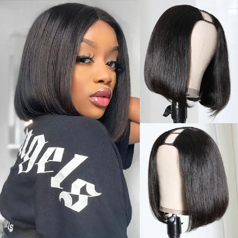 Bob Wigs for Social Media - Worthy Outfits U Part Bob Wig Affordable Glueless Human Hair Wig Bob Wigs for Social Media - Worthy Outfits U Part Bob Wig Affordable Glueless Human Hair Wig