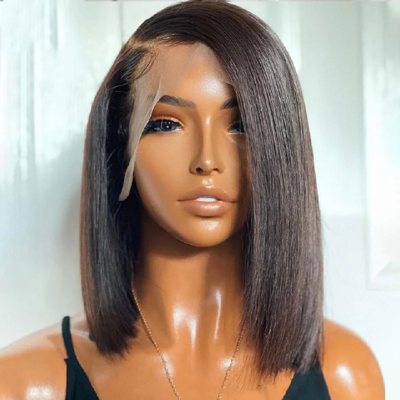 Bob Wigs for Beach Vacations 13x6 / 13x4 Full Frontal Straight Bob Preplucked Human Hair Lace Front Wig Bob Wigs for Beach Vacations 13x6 / 13x4 Full Frontal Straight Bob Preplucked Human Hair Lace Front Wig