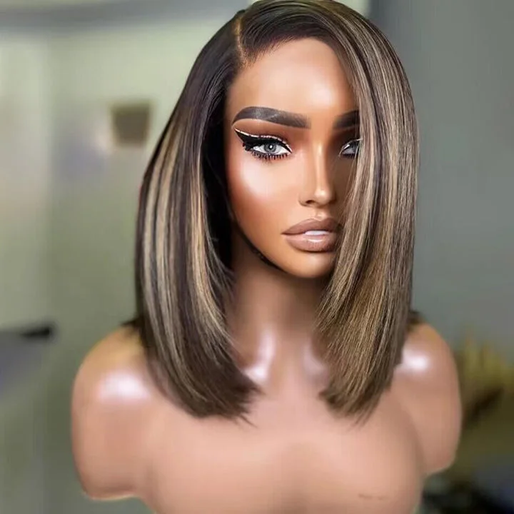 Bob Wigs for Triangle - Shaped Figures Layer Cut Piano Honey Straight Short Bob Wig 4x4 7x5 13x5 Pre Everything Glueless Human Hair Wig Bob Wigs for Triangle - Shaped Figures Layer Cut Piano Honey Straight Short Bob Wig 4x4 7x5 13x5 Pre Everything Glueless Human Hair Wig
