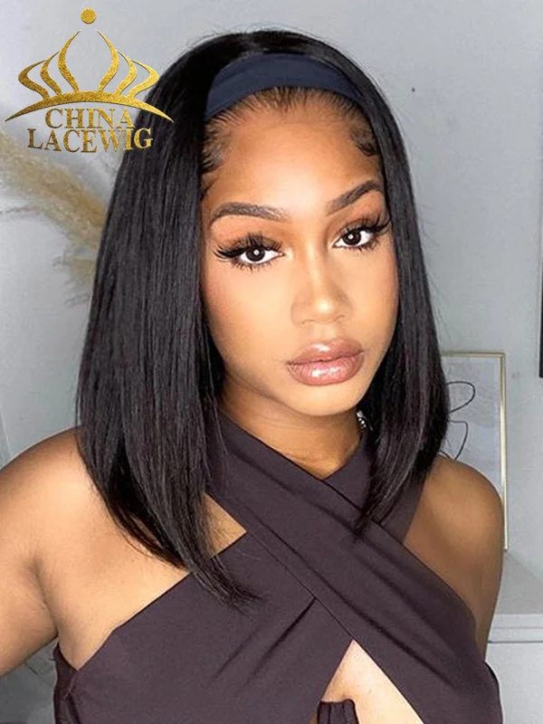 Bob Wigs for Asian Women Chinalacewig Anniversary Sale Headband Short Black Bob Human Hair Wig CF534 Bob Wigs for Asian Women Chinalacewig Anniversary Sale Headband Short Black Bob Human Hair Wig CF534